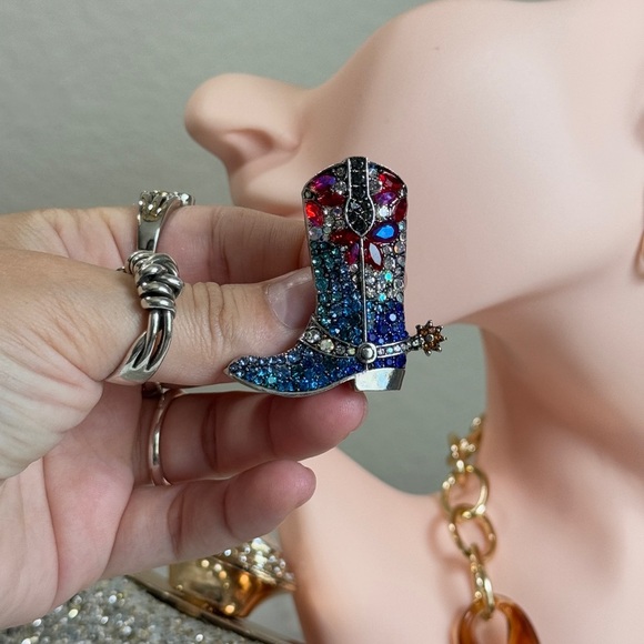 ⚜️❤️🔥 Colorful Rhinestone Cowboy Boot Brooch 👢💎 - Picture 3 of 9